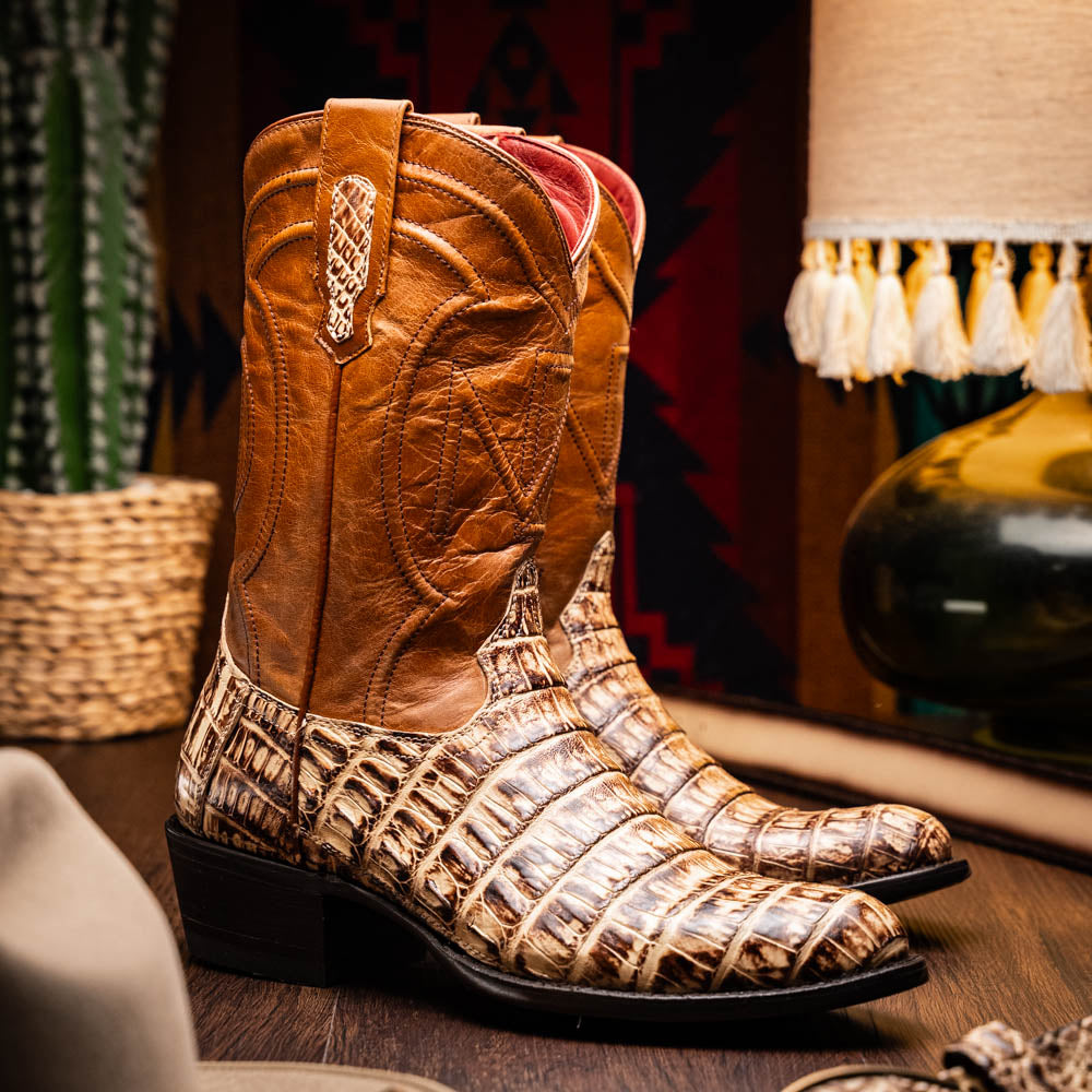 Marco Di Milano Genuine Caiman Belly Skin Cowboy Boot Phoenix Stone Orix