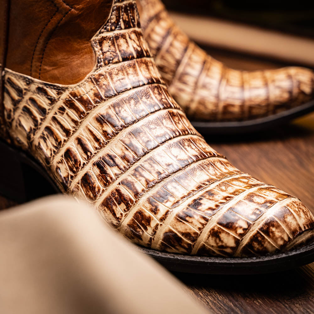 Marco Di Milano Genuine Caiman Belly Skin Cowboy Boot Phoenix Stone Orix
