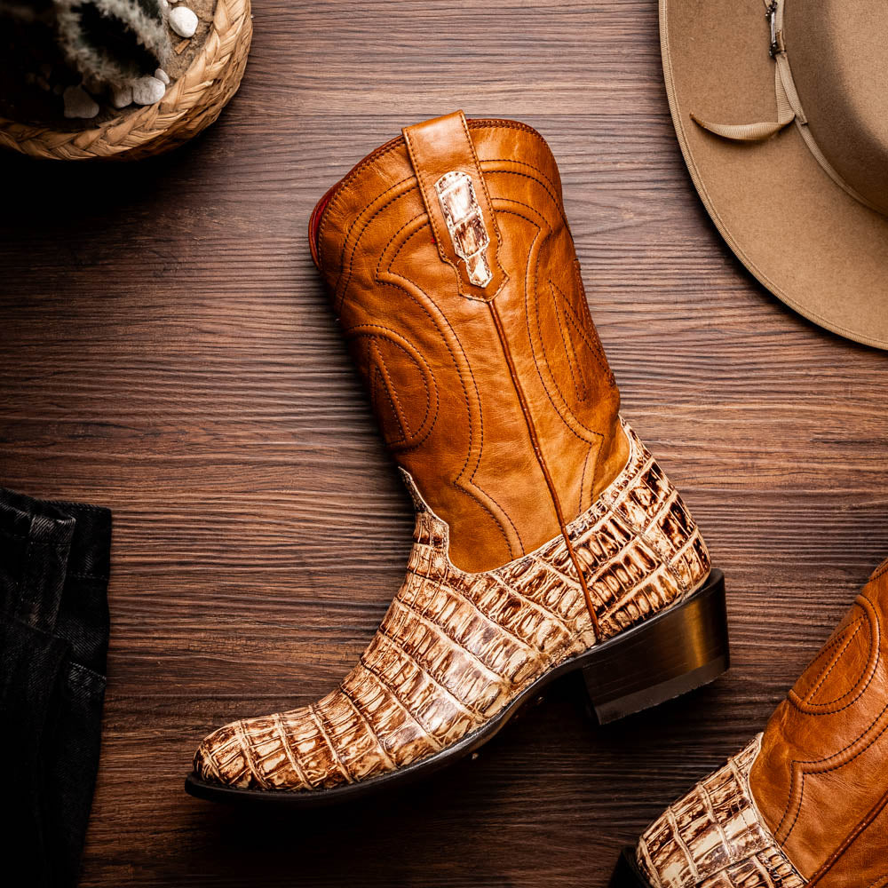 Marco Di Milano Genuine Caiman Belly Skin Cowboy Boot Phoenix Stone Orix