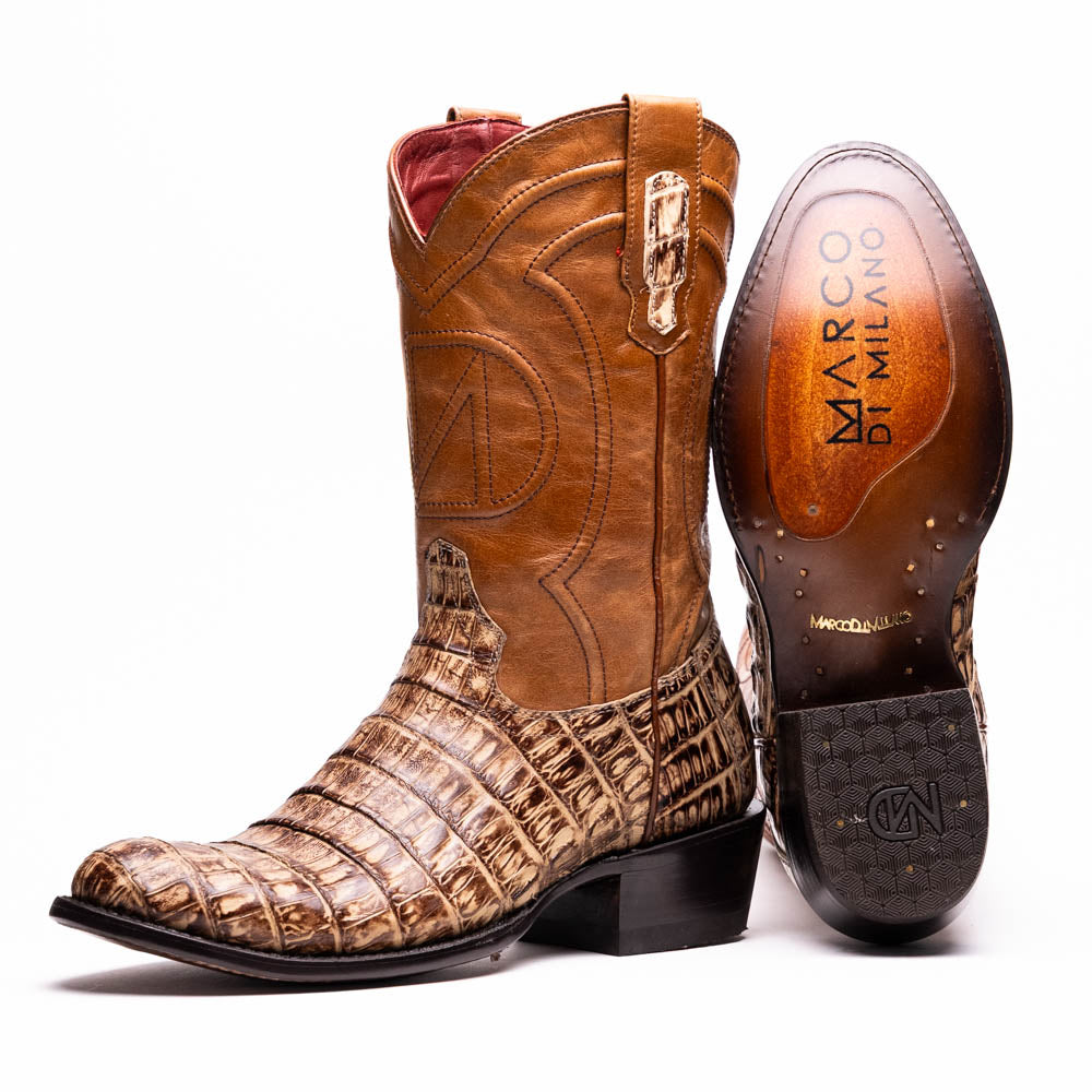 Marco Di Milano Genuine Caiman Belly Skin Cowboy Boot Phoenix Stone Orix
