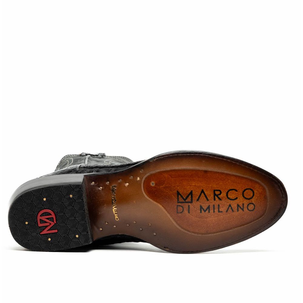 Marco Di Milano Genuine Caiman Belly Skin Cowboy Boot Phoenix Black