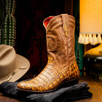 Marco Di Milano Genuine Caiman Belly Skin Cowboy Boot phoenix Mustard Brown
