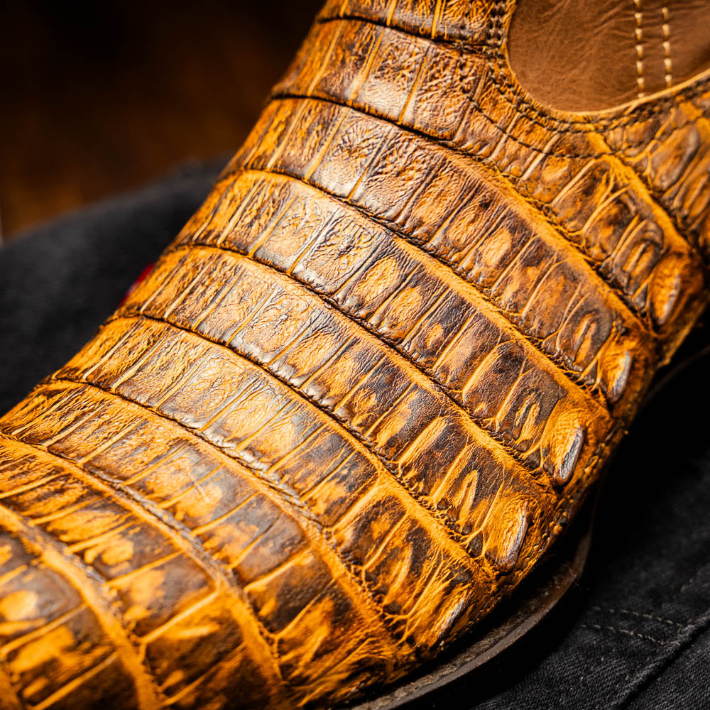 Marco Di Milano Genuine Caiman Belly Skin Cowboy Boot phoenix Mustard Brown