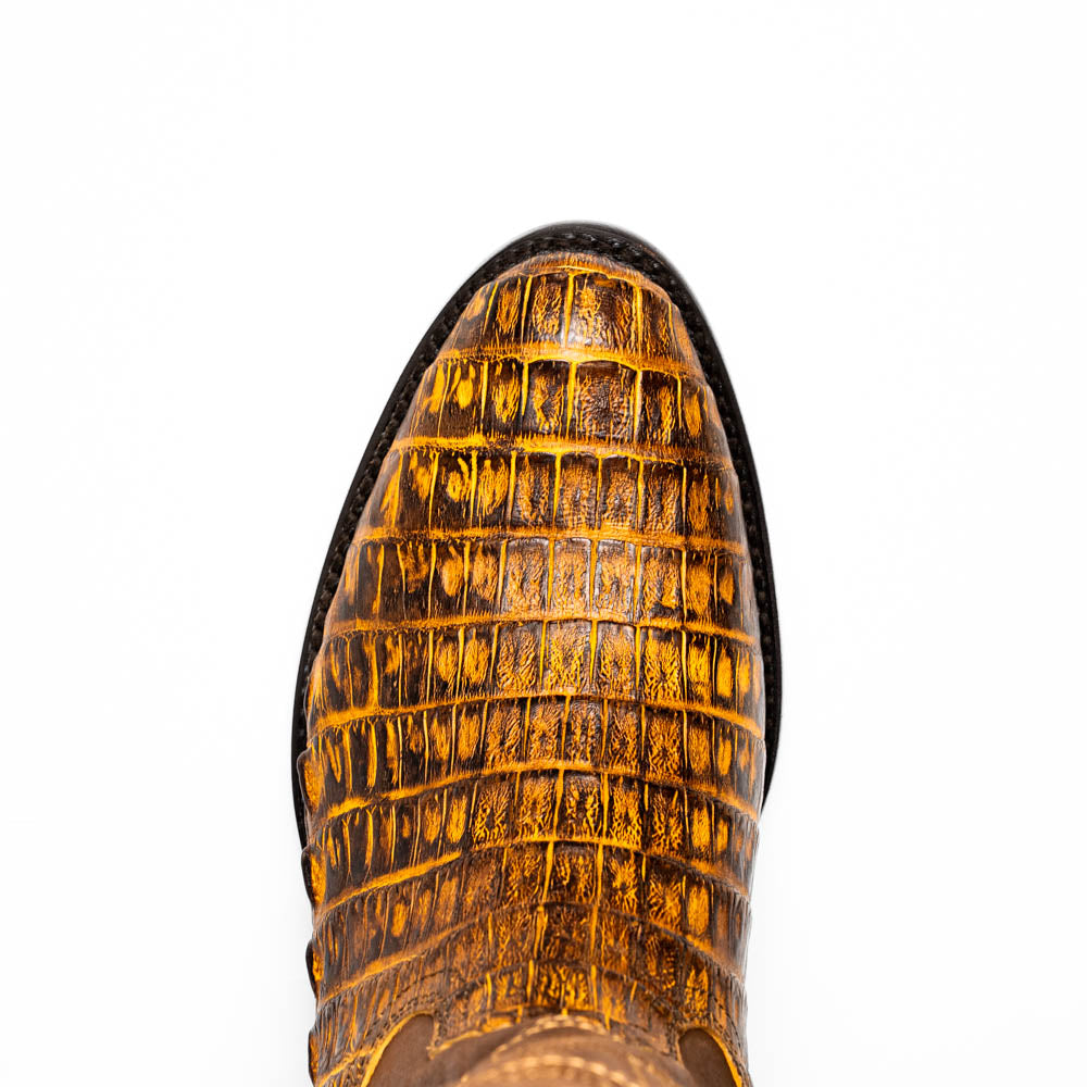 Marco Di Milano Genuine Caiman Belly Skin Cowboy Boot phoenix Mustard Brown