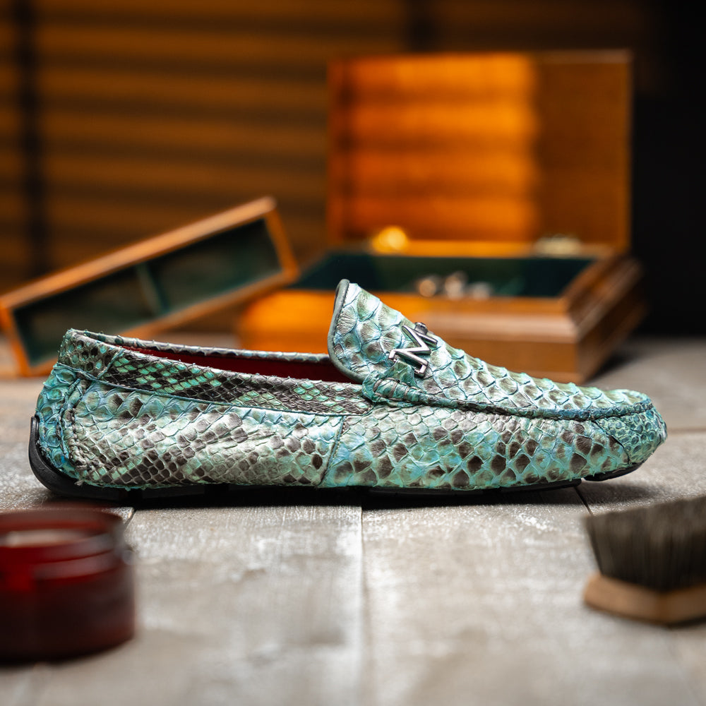 Python Original Skin Driver Shoes Pia Aqua