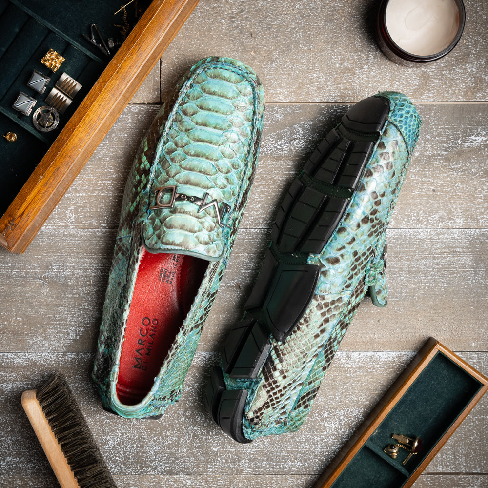 Python Original Skin Driver Shoes Pia Aqua