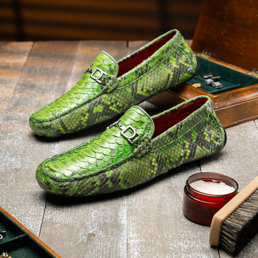 Python Original Skin Driver Shoes Pia Lemon Green