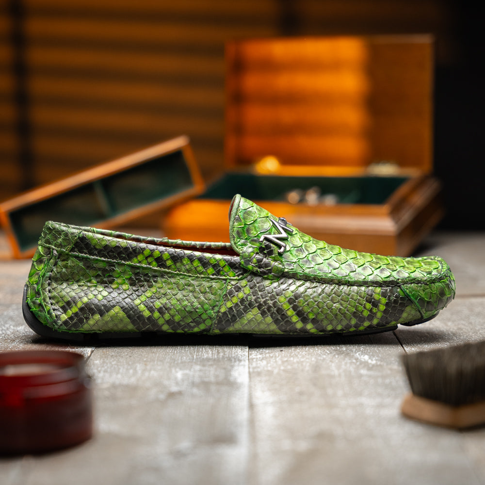 Python Original Skin Driver Shoes Pia Lemon Green