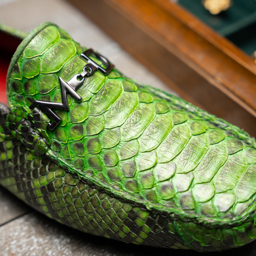 Python Original Skin Driver Shoes Pia Lemon Green