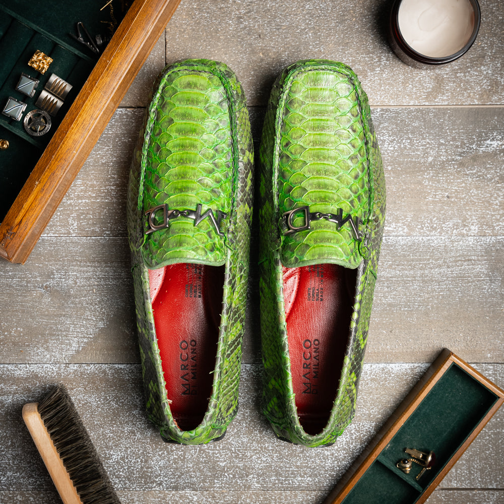 Python Original Skin Driver Shoes Pia Lemon Green
