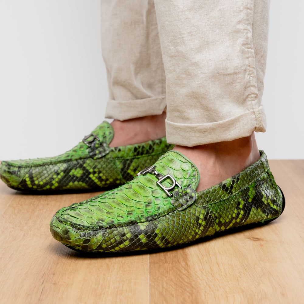 Python Original Skin Driver Shoes Pia Lemon Green