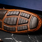 Marco Di Milano Snake Original Skin Driver Shoes Pia Cognac