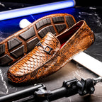 Marco Di Milano Snake Original Skin Driver Shoes Pia Cognac