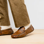 Marco Di Milano Snake Original Skin Driver Shoes Pia Cognac