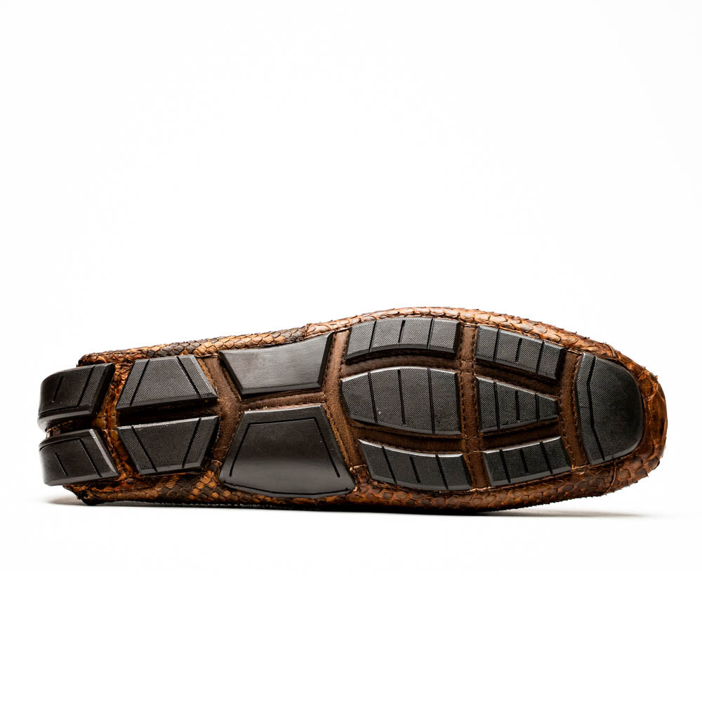 Marco Di Milano Snake Original Skin Driver Shoes Pia Cognac