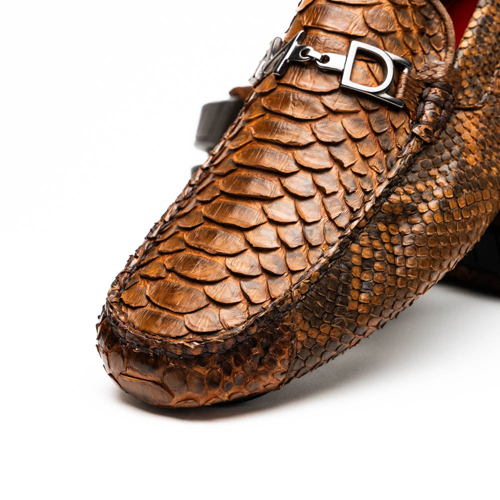 Marco Di Milano Snake Original Skin Driver Shoes Pia Cognac