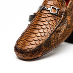 Marco Di Milano Snake Original Skin Driver Shoes Pia Cognac