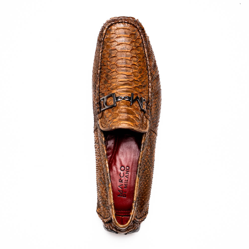 Marco Di Milano Snake Original Skin Driver Shoes Pia Cognac