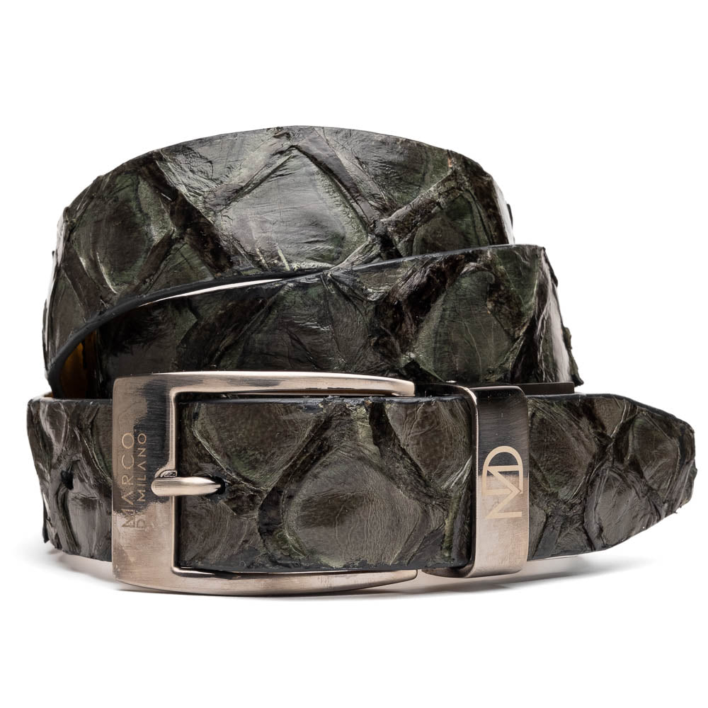 Olivieri Genuine Pirarucu Exotic Belt smooth leather lining Gray