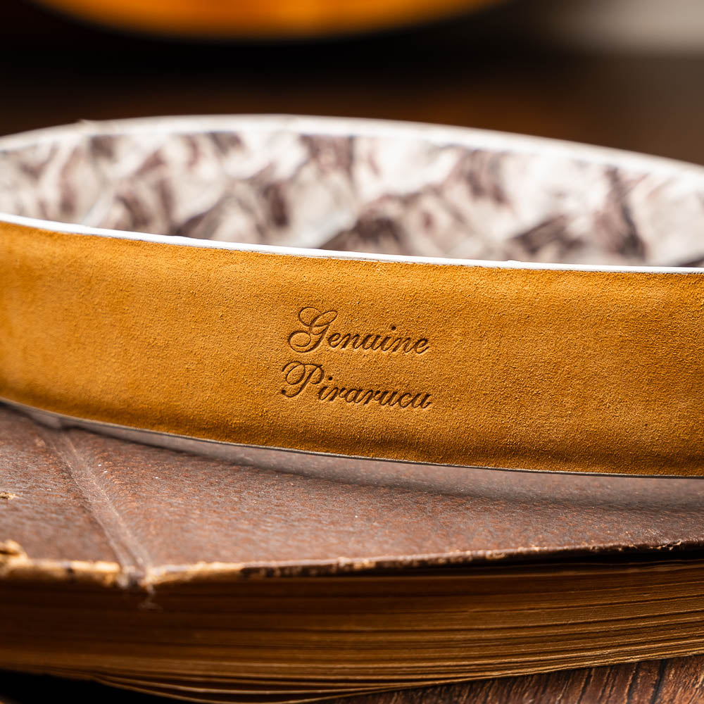 Olivieri Genuine Pirarucu Exotic Belt Newspaper Gray