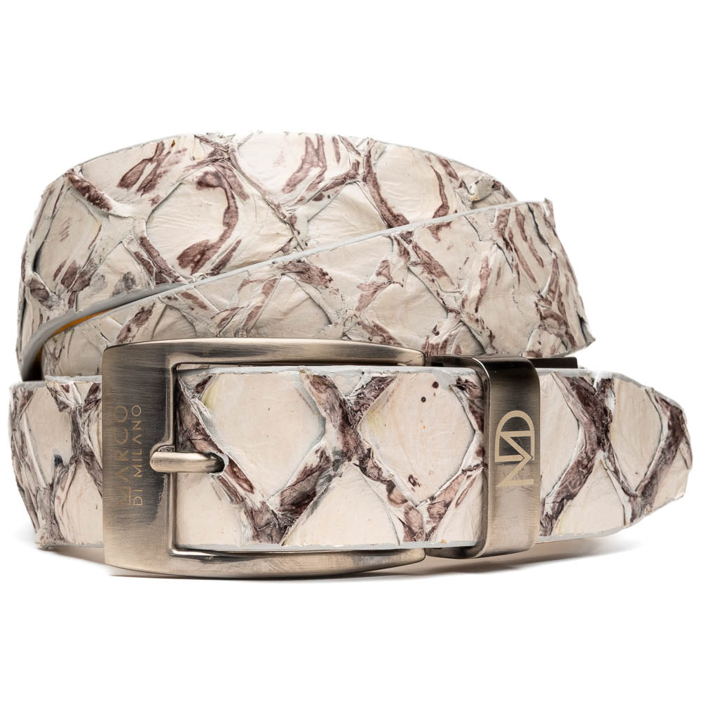 Olivieri Genuine Pirarucu Exotic Belt Newspaper Gray