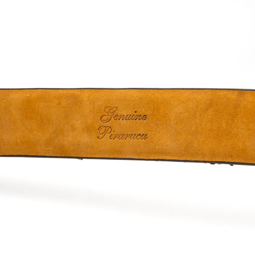 Olivieri Genuine Pirarucu Exotic Belt Newspaper Gray
