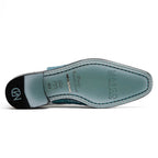 Pissa Genuine Caiman Lizard Patchwork Derby Shoes Aqua/White