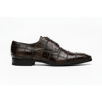 Marco Di Milano Genuine Caiman Lizard Patchwork Derby Shoes Pissa Brown