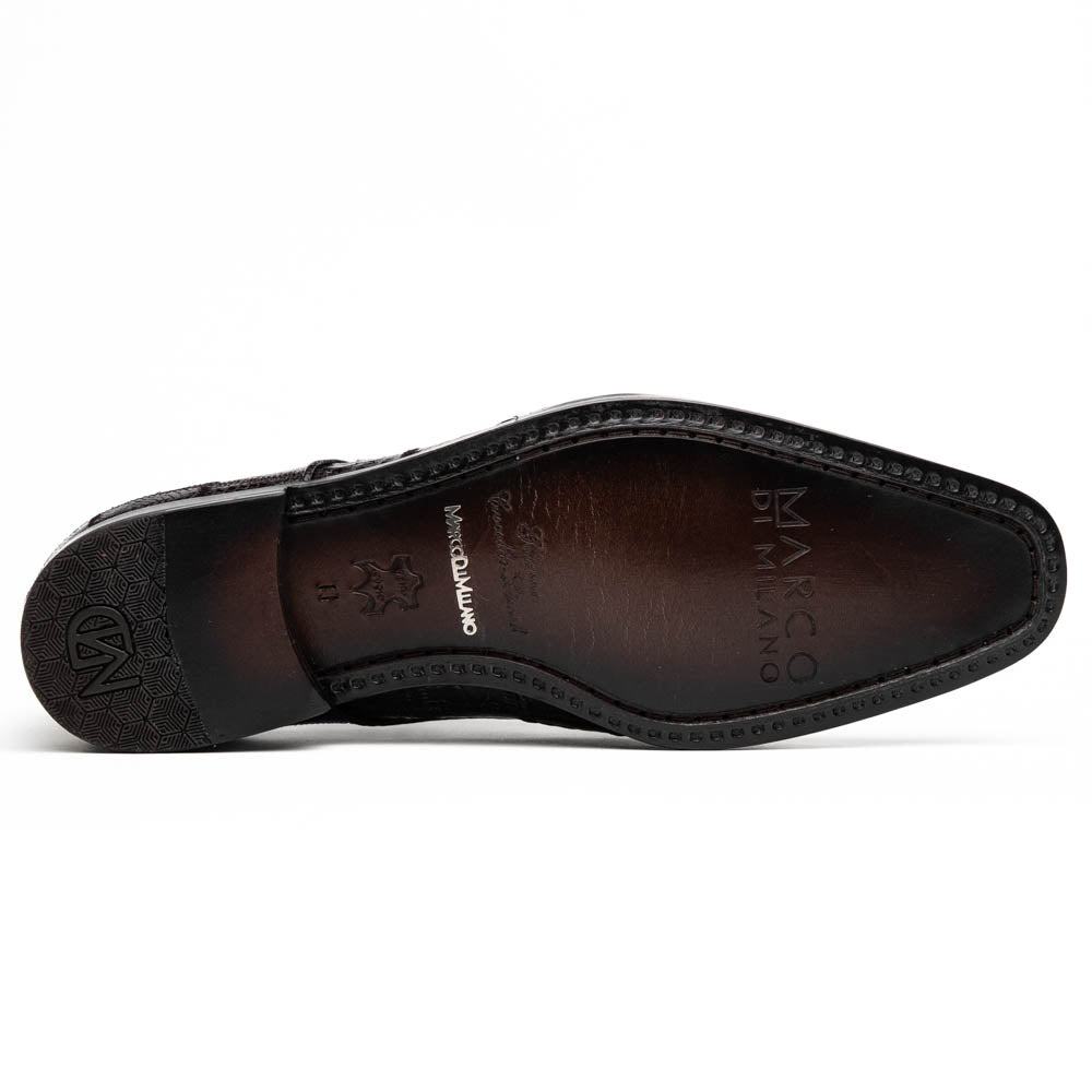 Marco Di Milano Genuine Caiman Lizard Patchwork Derby Shoes Pissa Brown