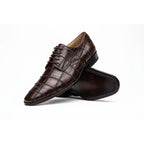 Marco Di Milano Genuine Caiman Lizard Patchwork Derby Shoes Pissa Brown