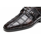 Marco Di Milano Genuine Caiman Lizard Patchwork Derby Shoes Pissa Brown