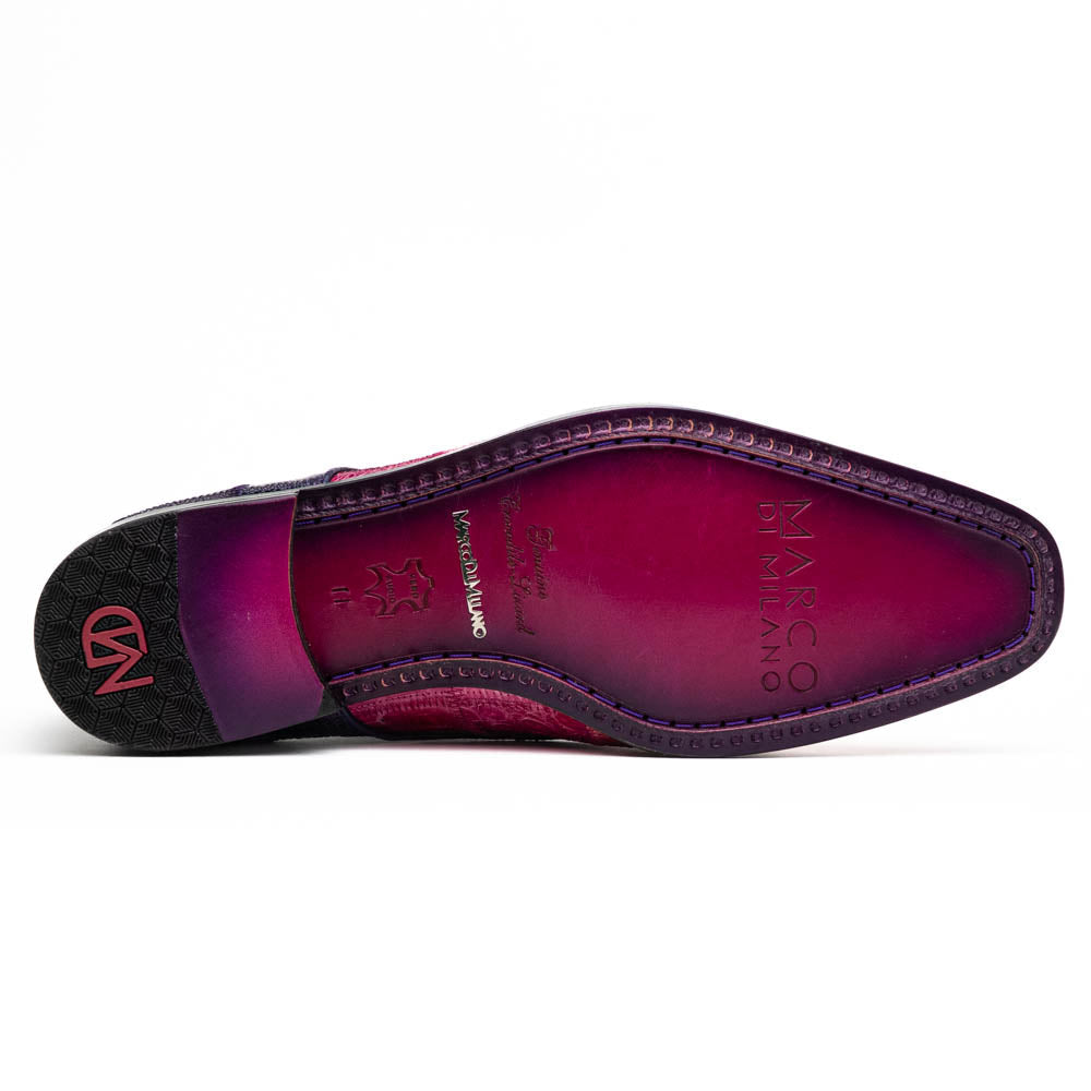 Pissa Genuine Caiman Lizard Patchwork Derby Shoe Pink/Purple