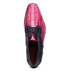Pissa Genuine Caiman Lizard Patchwork Derby Shoe Pink/Purple