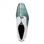 Pissa Genuine Caiman and Lizard Patchwork Derby Shoes Tourquoise/White