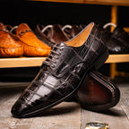 Marco Di Milano Genuine Caiman Lizard Patchwork Derby Shoes Pissa Brown