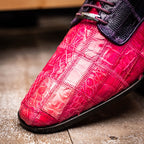 Pissa Genuine Caiman Lizard Patchwork Derby Shoe Pink/Purple
