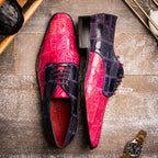 Pissa Genuine Caiman Lizard Patchwork Derby Shoe Pink/Purple
