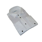 Men CEREMONIA Formal Cotton Shirt Wingtip Slim Fit Turkey #PLA 13 Crinkled White