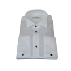 Men CEREMONIA Formal Cotton Shirt Wingtip Slim Fit Turkey #PLA 13 Crinkled White