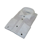 Men CEREMONIA Formal Cotton Shirt Wingtip Slim Fit Turkey #PLA 13 Crinkled White