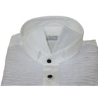 Men CEREMONIA Formal Cotton Shirt Wingtip Slim Fit Turkey #PLA 13 Crinkled White