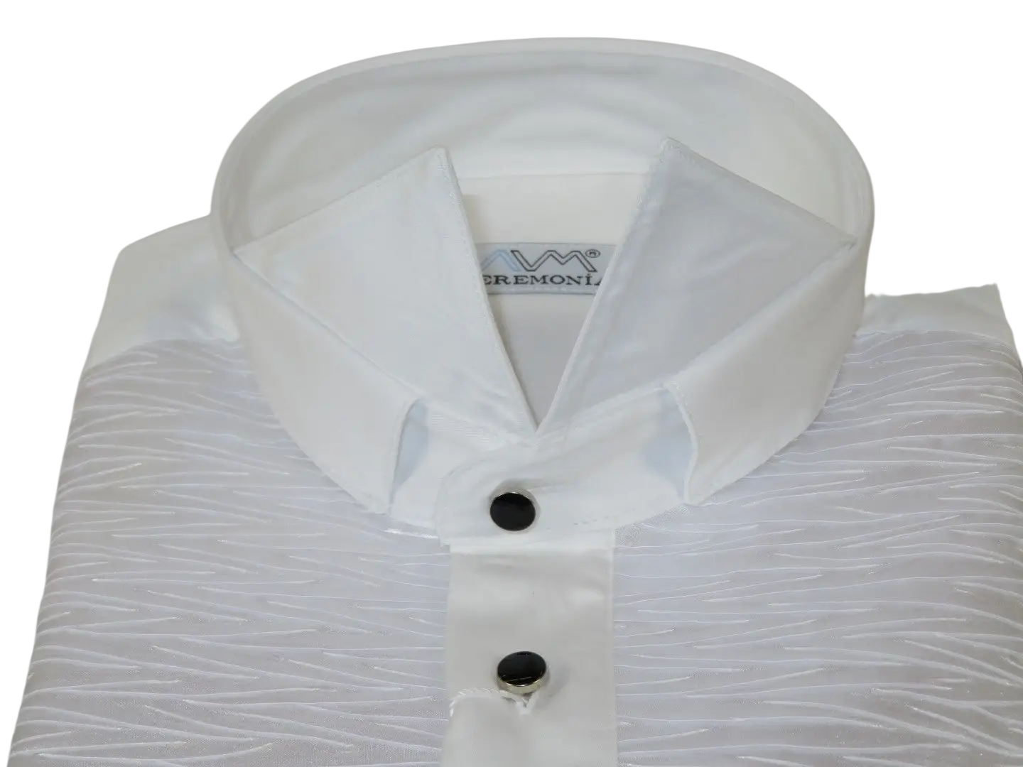 Men CEREMONIA Formal Cotton Shirt Wingtip Slim Fit Turkey #PLA 13 Crinkled White