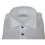 Men CEREMONIA Formal Cotton Shirt Wingtip Slim Fit Turkey #PLA 13 Crinkled White