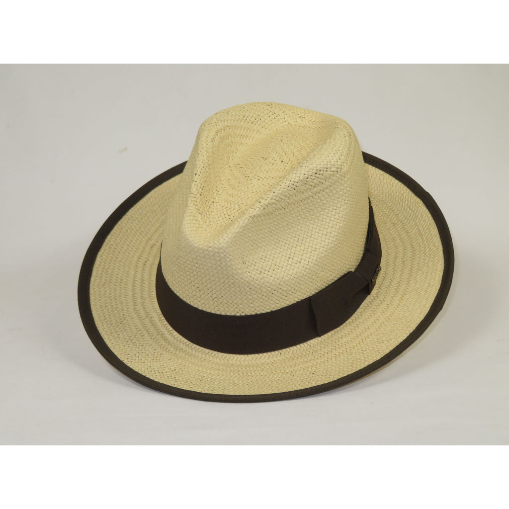 Men's Bruno Capelo Genuine Straw Hat Snap Brim Fedora PANAMA PM590 Natural