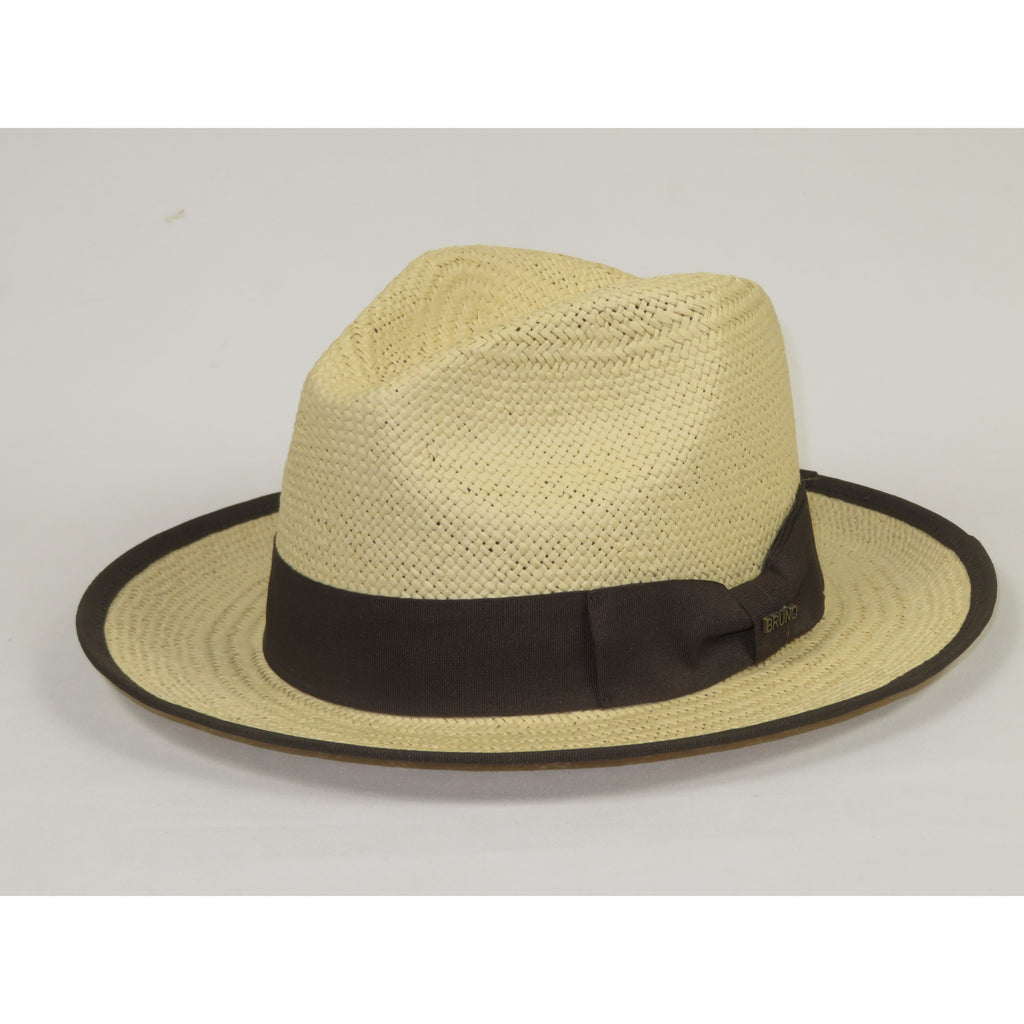 Men's Bruno Capelo Genuine Straw Hat Snap Brim Fedora PANAMA PM590 Natural