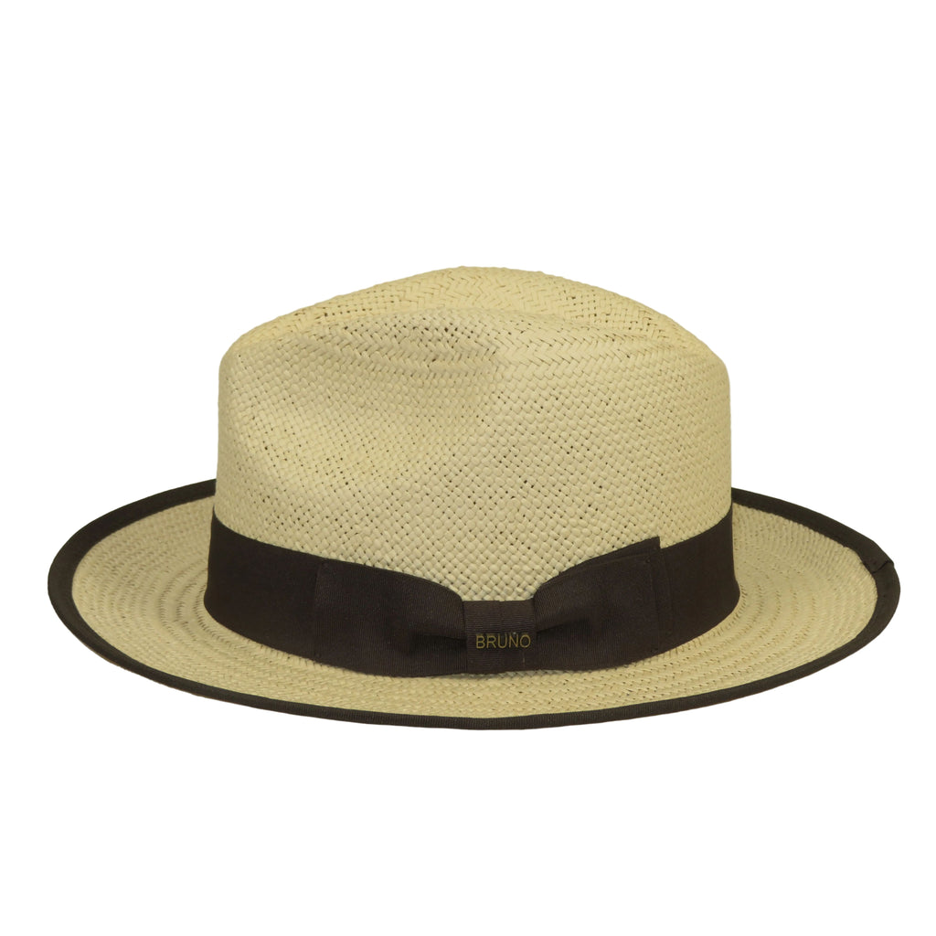 Men's Bruno Capelo Genuine Straw Hat Snap Brim Fedora PANAMA PM590 Natural