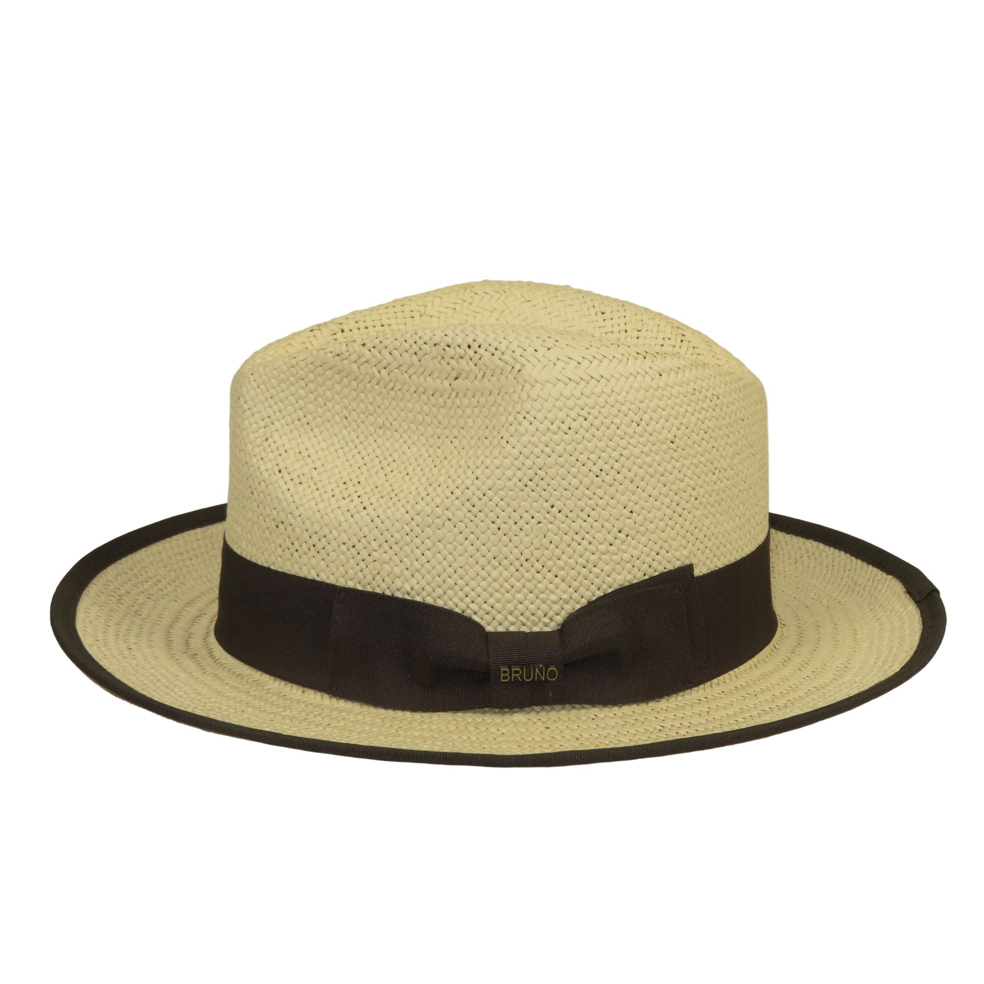 Men's Bruno Capelo Genuine Straw Hat Snap Brim Fedora PANAMA PM590 Natural