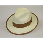 Men's Bruno Capelo Genuine Straw Hat Snap Brim Fedora PANAMA PM591 Ivory