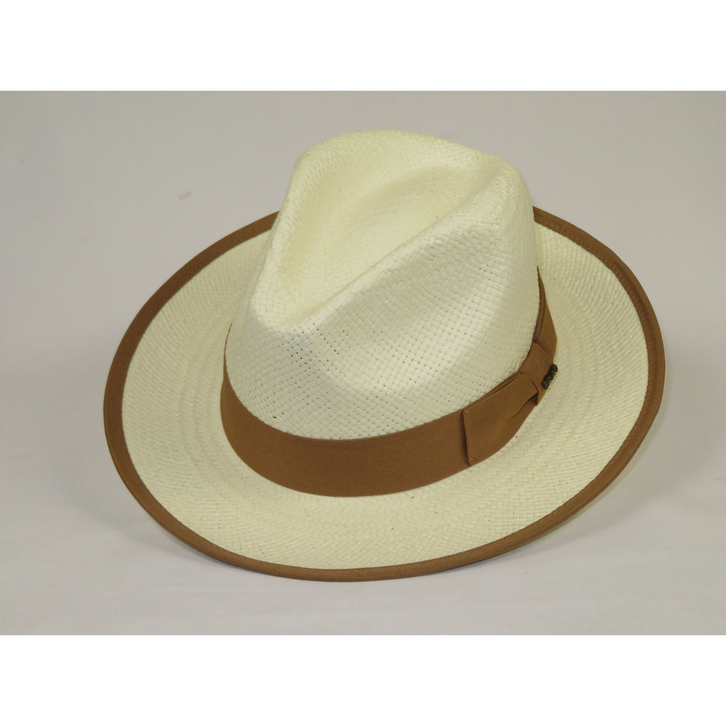 Men's Bruno Capelo Genuine Straw Hat Snap Brim Fedora PANAMA PM591 Ivory
