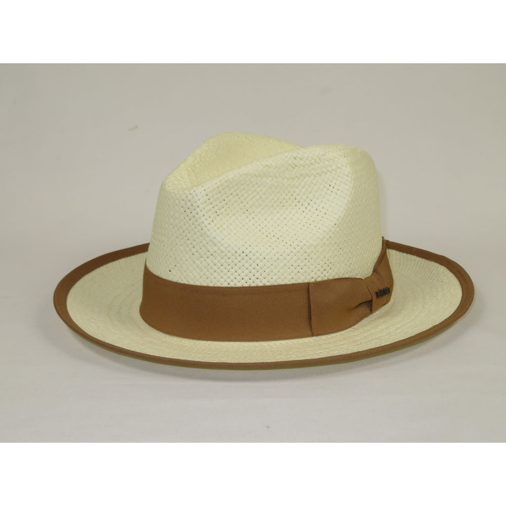 Men's Bruno Capelo Genuine Straw Hat Snap Brim Fedora PANAMA PM591 Ivory